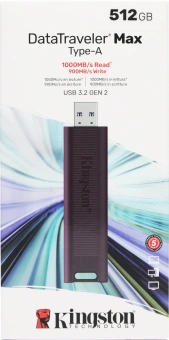 Флеш Диск Kingston 512GB DataTraveler Max DTMAXA/512GB USB3.2 черный/бордовый - купить недорого с доставкой в интернет-магазине