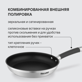 Сковорода Rondell Prime RDS-1676 круглая 24см покрытие: Eclipse ручка несъемная (без крышки) стальной - купить недорого с доставкой в интернет-магазине