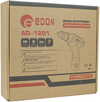 Дрель-шуруповерт Edon AD-1201 аккум. патрон:быстрозажимной (15417) - купить недорого с доставкой в интернет-магазине