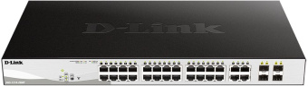 Коммутатор D-Link DGS-1210-28MP/FL1A (L2) 28x1Гбит/с 4xКомбо(1000BASE-T/SFP) 24PoE+ 370W управляемый - купить недорого с доставкой в интернет-магазине