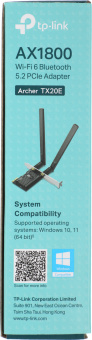 Сетевой адаптер Wi-Fi + Bluetooth TP-Link Archer TX20E AX1800 PCI Express (ант.внеш.съем) 2ант. - купить недорого с доставкой в интернет-магазине