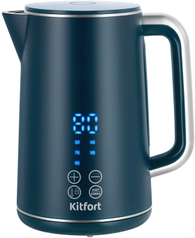 Чайник электрический Kitfort КТ-6784 1.7л. 2200Вт синий/нержавеющая сталь корпус: пластик - купить недорого с доставкой в интернет-магазине
