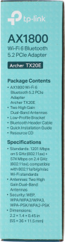 Сетевой адаптер Wi-Fi + Bluetooth TP-Link Archer TX20E AX1800 PCI Express (ант.внеш.съем) 2ант. - купить недорого с доставкой в интернет-магазине