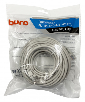 Патч-корд Buro UTP 4 пары cat5E CCA molded 15м серый RJ-45 (m)-RJ-45 (m) - купить недорого с доставкой в интернет-магазине