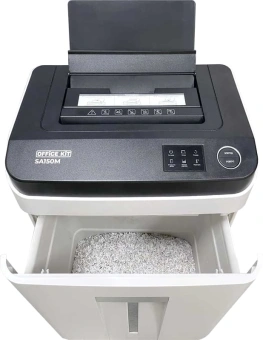 Шредер Office Kit SA150M (1,9х15) белый с автоподачей (секр.P-5) фрагменты 150лист. 22лтр. скобы - купить недорого с доставкой в интернет-магазине