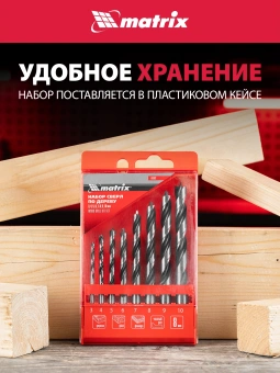 Набор сверл Matrix 70282 по дереву (8пред.) для дрелей - купить недорого с доставкой в интернет-магазине