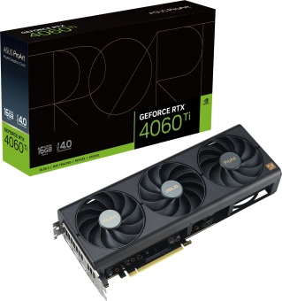 Видеокарта Asus PCI-E 4.0 PROART-RTX4060TI-16G NVIDIA GeForce RTX 4060TI 16Gb 128bit GDDR6 2550/18000 HDMIx1 DPx3 HDCP Ret - купить недорого с доставкой в интернет-магазине
