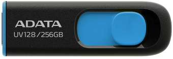 Флеш Диск A-Data 256Gb DashDrive UV128 AUV128-256G-RBE USB3.0 черный/синий - купить недорого с доставкой в интернет-магазине