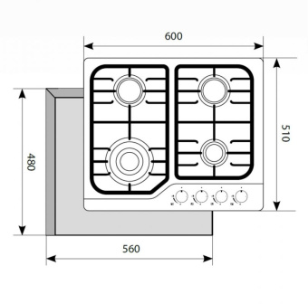 Газовая варочная поверхность Lex GVS 640 IX нержавеющая сталь - купить недорого с доставкой в интернет-магазине