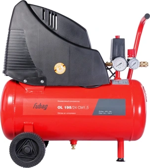 Компрессор поршневой Fubag OL 195/24 CM1.5 безмасляный 180л/мин 24л 1100Вт красный/черный - купить недорого с доставкой в интернет-магазине