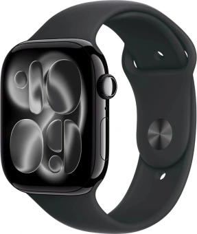 Смарт-часы Apple Watch Series 11 A3333 46мм OLED корп.черный Sport Band рем.черный разм.брасл.:M/L (MEUX4LW/A) - купить недорого с доставкой в интернет-магазине