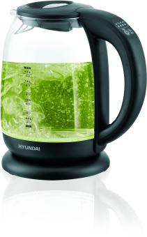 Чайник электрический Hyundai HYK-S3809 1.7л. 2200Вт черный корпус: стекло/пластик - купить недорого с доставкой в интернет-магазине