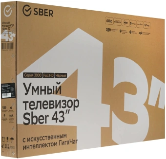 Телевизор LED Sber 43" SDX-43F3000DBA Салют ТВ Frameless черный FULL HD 60Hz DVB-T DVB-T2 DVB-C DVB-S DVB-S2 USB WiFi Smart TV (RUS) - купить недорого с доставкой в интернет-магазине