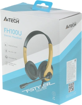 Наушники с микрофоном A4Tech Fstyler FH100U желтый/черный 2м накладные USB оголовье (FH100U (BUMBLEBEE)) - купить недорого с доставкой в интернет-магазине