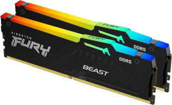 Память DDR5 2x32GB 5600MHz Kingston KF556C40BBAK2-64 Fury Beast Black RGB RTL Gaming PC5-44800 CL40 DIMM 288-pin 1.25В dual rank с радиатором Ret - купить недорого с доставкой в интернет-магазине