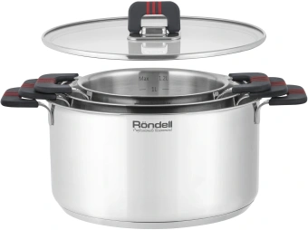 Кастрюля Rondell Stripes RDS-1638 5.2л. d=24см (с крышкой) стальной - купить недорого с доставкой в интернет-магазине