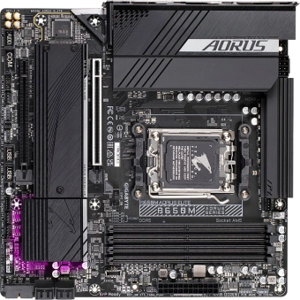 Материнская плата Gigabyte B650M AORUS ELITE SocketAM5 AMD B650 mATX AC`97 8ch(7.1) 2.5Gg RAID+HDMI+DP - купить недорого с доставкой в интернет-магазине