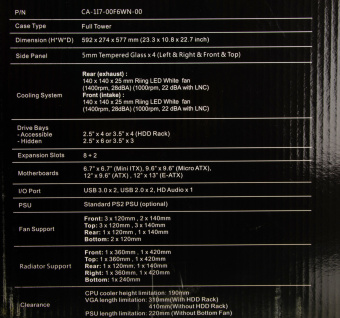 Корпус Thermaltake View 71 TG белый без БП ATX 9x120mm 4x140mm 2xUSB2.0 2xUSB3.0 audio bott PSU - купить недорого с доставкой в интернет-магазине