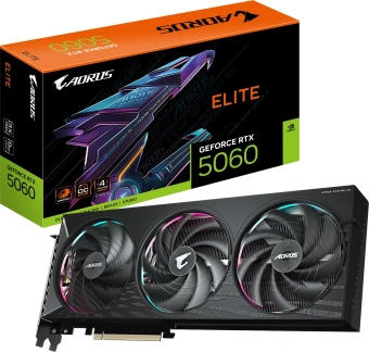 Видеокарта Gigabyte PCI-E 5.0 GV-N5060AORUS E-8GD 1.0 NVIDIA GeForce RTX 5060 8Gb 128bit GDDR7 2722/28000 HDMIx1 DPx3 HDCP Ret - купить недорого с доставкой в интернет-магазине