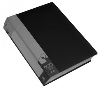 Папка с 100 прозр.вклад. Бюрократ -BPVN100BLCK A4 пластик 0.8мм торц.карм с бум. встав черный - купить недорого с доставкой в интернет-магазине