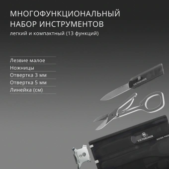 Швейцарская карта Victorinox SwissCard Lite (0.7333.T3) черный полупрозрачный коробка подарочная - купить недорого с доставкой в интернет-магазине