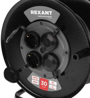 Удлинитель силовой Rexant КГ (13-5011) 3x1.5кв.мм 4розет. 30м КГ 16A метал.катушка черный - купить недорого с доставкой в интернет-магазине