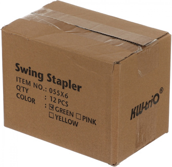 Степлер Kw-Trio 055X6-GRN Swing Standing 24/6 26/6 (20листов) зеленый 100скоб пластик коробка - купить недорого с доставкой в интернет-магазине