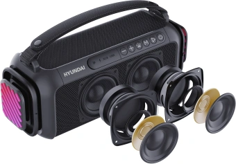 Колонка порт. Hyundai H-PS1007 черный 60W 2.0 BT 10м 2600mAh - купить недорого с доставкой в интернет-магазине