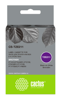 Картридж ленточный Cactus CS-TZE211 TZe-211 черный для Brother 1010/1280/1280VP/2700VP - купить недорого с доставкой в интернет-магазине