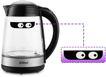 Чайник электрический Kitfort КТ-6126 1.7л. 2200Вт черный/нержавеющая сталь корпус: стекло/пластик - купить недорого с доставкой в интернет-магазине