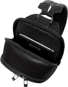 Рюкзак слинг мужской Piquadro Victor CA7174W143/N черный натур.кожа - купить недорого с доставкой в интернет-магазине