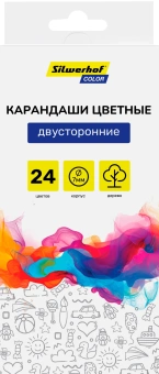 Карандаши цв. Silwerhof Color двухцвет. 2.8мм кругл. дерево ассорти 24цв. коробка/европод. (12шт) - купить недорого с доставкой в интернет-магазине