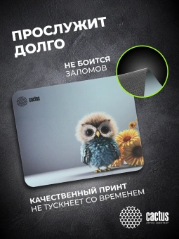 Коврик для мыши Cactus Owl gray рисунок 300x250x3мм (CS-MPC-D12M) - купить недорого с доставкой в интернет-магазине