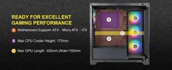 Корпус Azza Neptune черный без БП ATX 5x120mm 2x140mm 2xUSB2.0 1xUSB3.0 audio bott PSU - купить недорого с доставкой в интернет-магазине