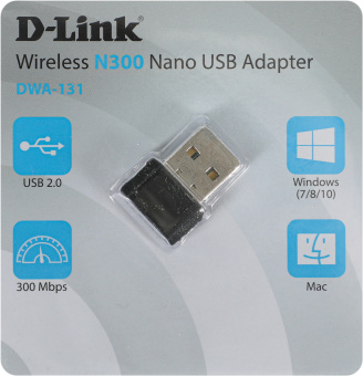 Сетевой адаптер Wi-Fi D-Link DWA-131 DWA-131/F1A N300 USB 2.0 (ант.внутр.) 2ант. - купить недорого с доставкой в интернет-магазине