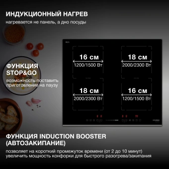 Индукционная варочная поверхность Hyundai HHI 6772 BG черный - купить недорого с доставкой в интернет-магазине