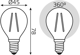 Лампа светодиодная Gauss Filament 11Вт цок.:E14 шар 220B 2700K св.свеч.бел.теп. (упак.:10шт) (105801111) - купить недорого с доставкой в интернет-магазине