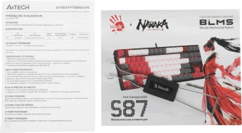 Клавиатура A4Tech Bloody S87 Naraka механическая черный/красный USB for gamer LED (S87 NARAKA) - купить недорого с доставкой в интернет-магазине