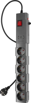 Сетевой фильтр Buro 600SPro-16-1.8-USB-G 1.8м (6 розеток) графитовый (коробка) - купить недорого с доставкой в интернет-магазине
