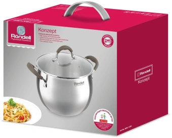 Кастрюля Rondell Konzept RDS-1230 6л. d=22см (с крышкой) стальной - цена, купить или заказать с доставкой в интернет-магазине Кастрюля Rondell Konzept RDS-1230 6л. d=22см (с крышкой) стальной - купить недорого с доставкой в интернет-магазине