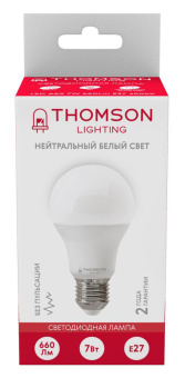Лампа светодиодная Thomson B2002 7Вт цок.:E27 груша 220B 4000K св.свеч.бел.нейт. A (упак.:1шт) (TH-B2002) - купить недорого с доставкой в интернет-магазине