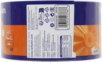 Диск DVD-R Verbatim 4.7Gb 16x bulk (50шт) (43788) - купить недорого с доставкой в интернет-магазине