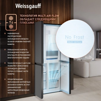 Холодильник Weissgauff WCD 450 Bru Steel Glass NoFrost Inverter 3-хкамерн. сталь инвертер - купить недорого с доставкой в интернет-магазине