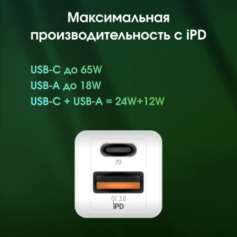 Сетевое зар./устр. Digma Pro DPW6C 65W 3.25A (PD+QC) USB-C/USB-A универсальное белый (DPW6С6GX11WH) - купить недорого с доставкой в интернет-магазине