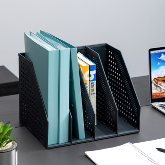 Лоток вертикальный Deli 78996DK-GREY 4отд. складной A4 332x256x243мм темно-серый пластик - купить недорого с доставкой в интернет-магазине