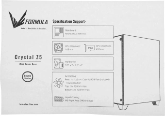 Корпус Formula Crystal Z5 TG белый без БП mATX 11x120mm 2xUSB2.0 1xUSB3.0 audio bott PSU - купить недорого с доставкой в интернет-магазине