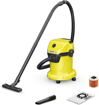 Строительный пылесос Karcher WD 3 V-17/4/20 1000Вт (уборка: сухая/сбор воды/выдув) желтый - купить недорого с доставкой в интернет-магазине