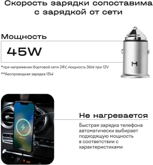 Держатель Magssory KIT002 магнитный беспров.з/у. серый для смартфонов - купить недорого с доставкой в интернет-магазине