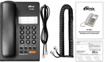 Телефон проводной Ritmix RT-330 черный - купить недорого с доставкой в интернет-магазине