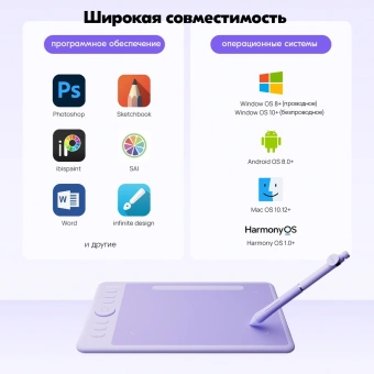Графический планшет Parblo Intangbo SW USB Type-C фиолетовый - купить недорого с доставкой в интернет-магазине